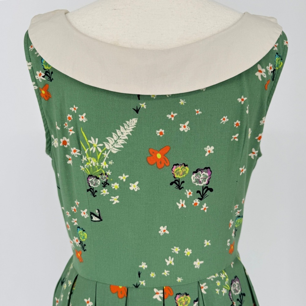 Lindy Bop Leah Alice in Wonderland Tea Dress 8 Green Novelty Print Fit & Flare - Picture 6 of 15